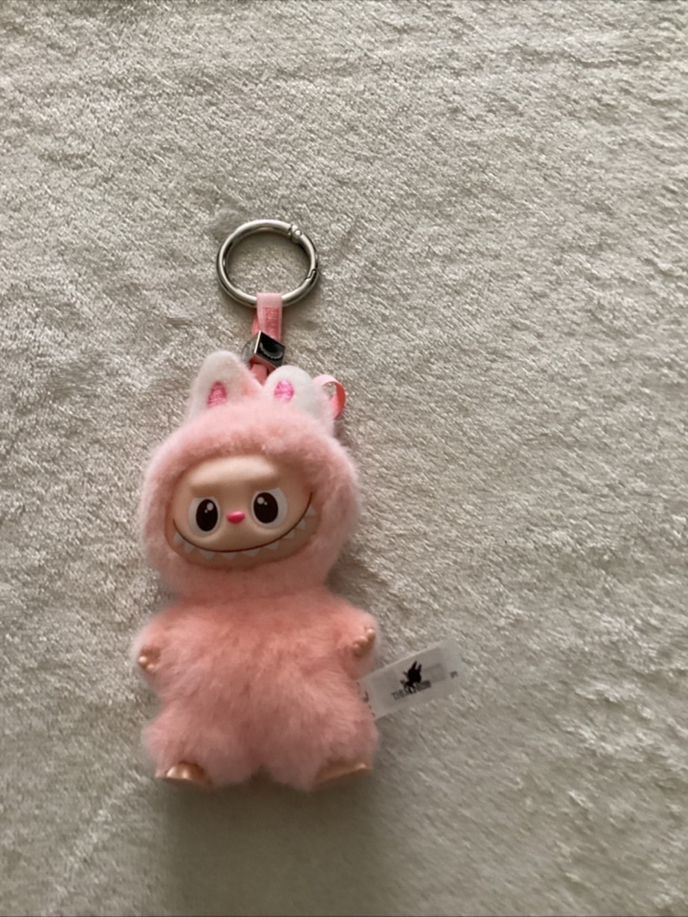 Plush Pink Bunny Keyring Pet Toy Accessory